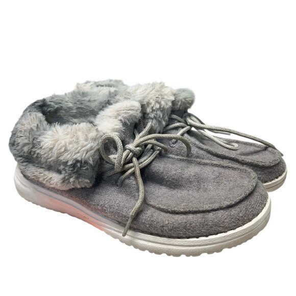 Hey Dude Women's Britt Shoes Size 5 US Slip On Sunset Smoke Fur Moccasins Used - Picture 1 of 6